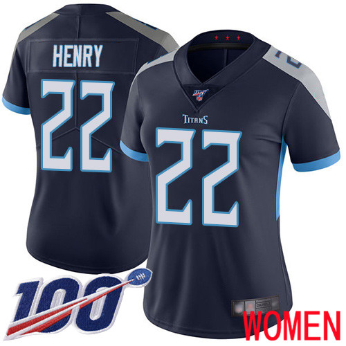 Tennessee Titans Limited Navy Blue Women Derrick Henry Home Jersey NFL Football #22 100th Season Vapor Untouchable->youth nfl jersey->Youth Jersey